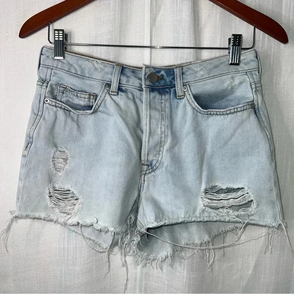 H&M Ripped Light Wash Jean Shorts